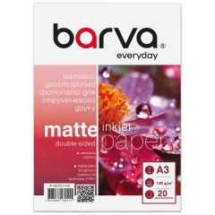 Фотобумага матовая двусторонняя 140 г/м2, A3, 20 л Everyday Barva (IP-BE140-415) IP-BAR-BE140-415