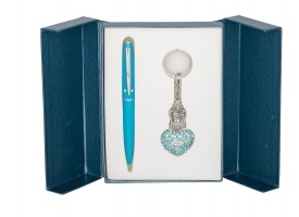 Набор подарочный "Corona": ручка шариковая + брелок, синий Langres