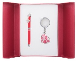 Набор подарочный "Romance": ручка шариковая + брелок, красный Langres