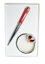 Набір подарунковий "Crystal": ручка кулькова + гачок д/сумки, червоний Langres LS.122028-05