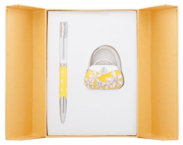 Набор подарочный "Sense": ручка шариковая + крючок д/сумки, желтый Langres LS.122031-08