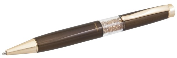 Ручка кулькова "Luxury" з кристалами, коричневий, в подарунковому футлярі Langres