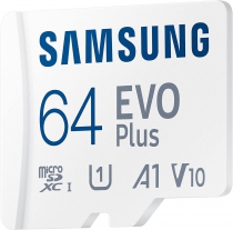 Карта памяти Samsung microSDXC 64GB C10 UHS-I R130MB/s Evo Plus + SD MB-MC64KA/EU
