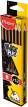 Карандаш графитовый BLACK PEPS B, без ластика, коробка с подвесом Maped MP.850024