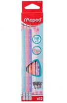 Олівець графітовий BLACK PEPS HB, з ластиком, PASTEL, коробка з підвісом Maped MP.851730