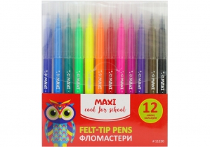 Фломастеры круглые, 12 цветов MAXI MX11230