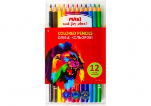 Карандаши цветные, 12 шт., пластиковые, трехгранные MAXI MX11515