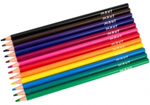 Карандаши цветные, 12 шт., пластиковые, трехгранные MAXI MX11515