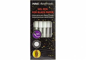 Гелева ручка для чорного паперу, біла MAXI MX11986