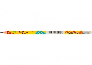 Карандаш чернографитный пластиковый FUN HB ассорти корпус, заостренный с резинкой MAXI MX14939