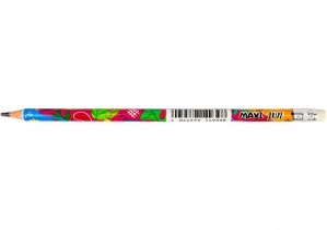 Карандаш чернографитный пластиковый FUN HB ассорти корпус, заостренный с резинкой MAXI MX14939