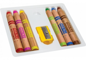Карандаши цветные "Multi-Talented 3 в 1", 6 цветов с чинкою, круглые MAXI MX15171