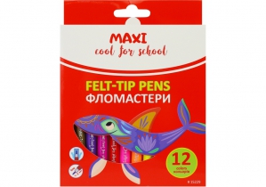 Фломастеры круглые, 12 цветов MAXI MX15229