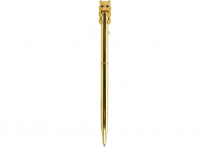 Ручка металлическая с фигуркой "золотистый котенок", пишет синим MAXI MX16327