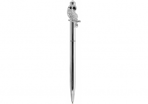 Ручка металлическая с фигуркой "Серебристая сова", пишет синим MAXI MX16331