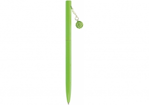 Ручка металлическая зеленая с сияющим брелоком, покрытым кристаллами, пишет синим MAXI MX16353