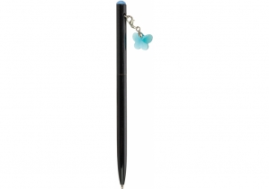 Ручка металева з блакитним брелоком-кристалом "Метелик", пише синім MAXI MX16360