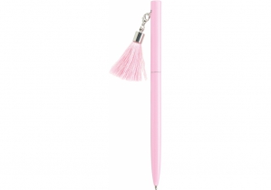 Ручка металлическая розовая с брелоком-кисточкой, пишет синим MAXI MX16371