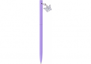 Ручка металева фіолетова із сяючим брелоком "Метелик", вкритим кристалами, пише синім MAXI MX16378