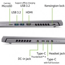 Ноутбук Acer Predator Triton Neo 16 PTN16-51 16" WQXGA, Intel U7-155H, 32GB, F1TB, NVD4060-8, Lin, сріблястий NH.QSAEU.007