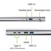 Ноутбук Acer Extensa EX215-57 15.6&quot; FHD IPS, Intel i3-1315U, 8GB, F512GB, UMA, Lin, серебристый NX.EJAEU.002