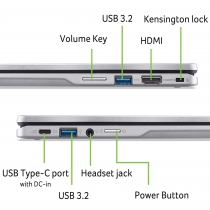 Ноутбук Acer Chromebook Spin CP314-2HN 14&quot; WUXGA IPS Touch, Intel i3-N305, 8GB, F256GB, UMA, ChromeOS, серебристый NX.KYJEU.001