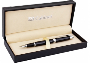 Ручка перова Toledo, чорна з сріблястим CABINET O16016-45