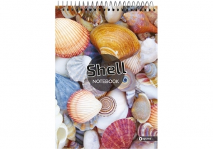 Блокнот А5, 80 арк., «Малюнки природи» Shells, клітинка, спіраль OPTIMA O20332-04