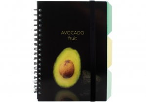 Блокнот "Avocado", B6, пластиковая обл., спираль, с разделителями, 100 л., клетка OPTIMA O20358-01