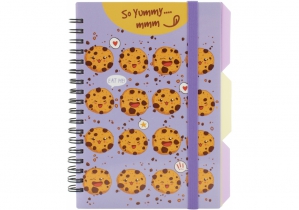 Блокнот "Cookies", B6, пластиковая обл., спираль, с разделителями, 100 л., клетка OPTIMA O20358-07