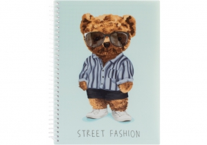 Блокнот "Pets Fashion: Bear" А5 (150х200), пластикова обкладинка, ПВХ спіраль, 80 арк., клітинка OPTIMA O20832-27