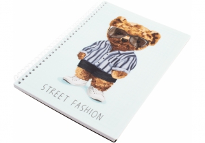 Блокнот "Pets Fashion Bear" А5 (150х200), пластиковая обложка, ПВХ спираль, 80 арк., ячейка OPTIMA O20832-27