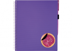 Блокнот "Splash" з ручкою на гумці, з кольоровою наліпкою,175х206мм, пластикова обклад, фіолетовий OPTIMA O20840-12