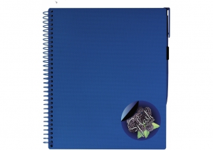 Блокнот "Splash" з ручкою на гумці, з кольровою наліпкою, 175х206мм, пластикова обклад, т-синій OPTIMA O20840-24