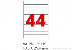 Етикетки самоклейні Optima 44шт. 48,5x25,4 мм, А4 100 арк. O25119