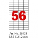 Етикетки самоклейні Optima 56шт. 52.5x21.2 мм, А4 100 арк. O25121