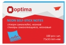 Блок для нотаток з клейким шаром 75х50 мм Optima, 100 арк., неон блакитний O25512-11