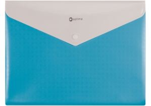 Папка-конверт А4 непрозора на кнопці Optima, 2 відділення, 180 мкм, фактура "Вишиванка", блакитна O35206-11