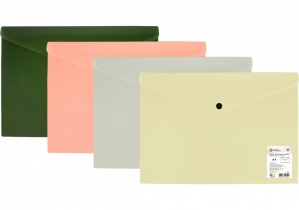 Папка-конверт на кнопці, непрозора, А4, OPTIMA, 180 мкм, фактура "СМУГА", асорті O35261