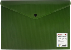 Папка-конверт на кнопці, непрозора, А4, OPTIMA, 180 мкм, фактура "СМУГА", асорті O35261