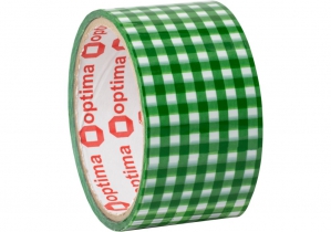 Стрічка клейка пакувальна 48 мм х 20 м Optima, Tartan зелена O45364