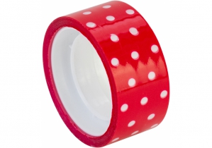 Стрічка клейка канцелярська декоративна 18 мм x 10 м Optima, Dots рожева O45372