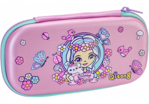 Пенал на 1 відділення на блискавці з органайзером, рожевий COOLFORSCHOOL QT-5634-Pink