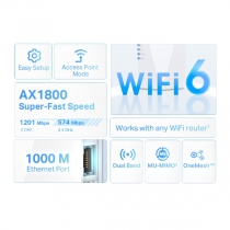 Повторитель Wi-Fi сигнала TP-LINK RE600X AX1800 1хGE MESH