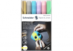 Маркер акриловий для декорат. та художніх робіт SCHNEIDER Paint-it 310 2мм Wallet Set2 6 кольорів S120196