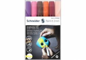 Маркер акриловый для декорат. и художественных работ SCHNEIDER Paint-it 310 2мм Wallet Set3 6 цветов S120197