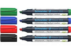Набір 4 маркери для дошок та фліпчартів SCHNEIDER MAXX 293 в картонній упаковці S129394