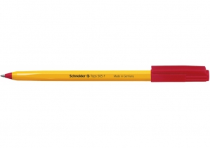 Ручка кулькова SCHNEIDER TOPS 505 F 0,5 мм. Корпус помаранчевий, пише червоним S150502