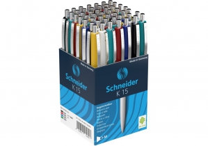 Ручка шариковая автомат. SCHNEIDER K15 0,7 мм. Корпус ассорти, пишет синим S3080