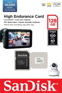 Карта памяти SanDisk microSD  128GB C10 UHS-I U3 V30 R100/W40MB/s High Endurance SDSQQNR-128G-GN6IA